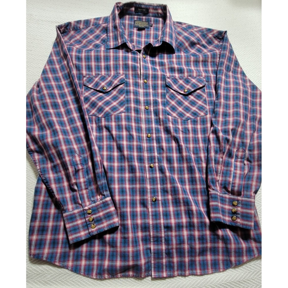 Pendleton Frontier Mens XXL Plaid Western Pearl Snap Long Sleeve Shirt 2XL